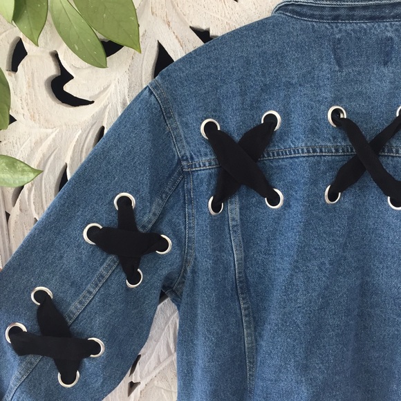 Denim Cross-cross Jacket - Picture 2 of 3
